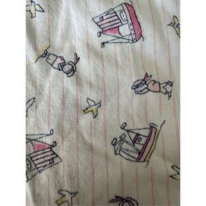 Vintage baby pajamas 9 month French import button up 2 piece set bird sailboat